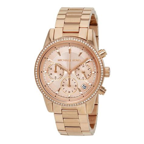 michael kors watch rose gold and brown|michael kors ritz chronograph.